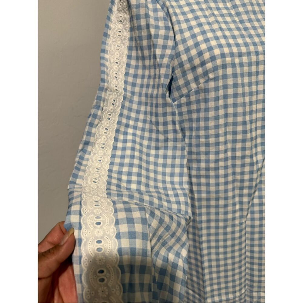 Aura Blue Gingham long sleeve mini dress M - Picture 5 of 10